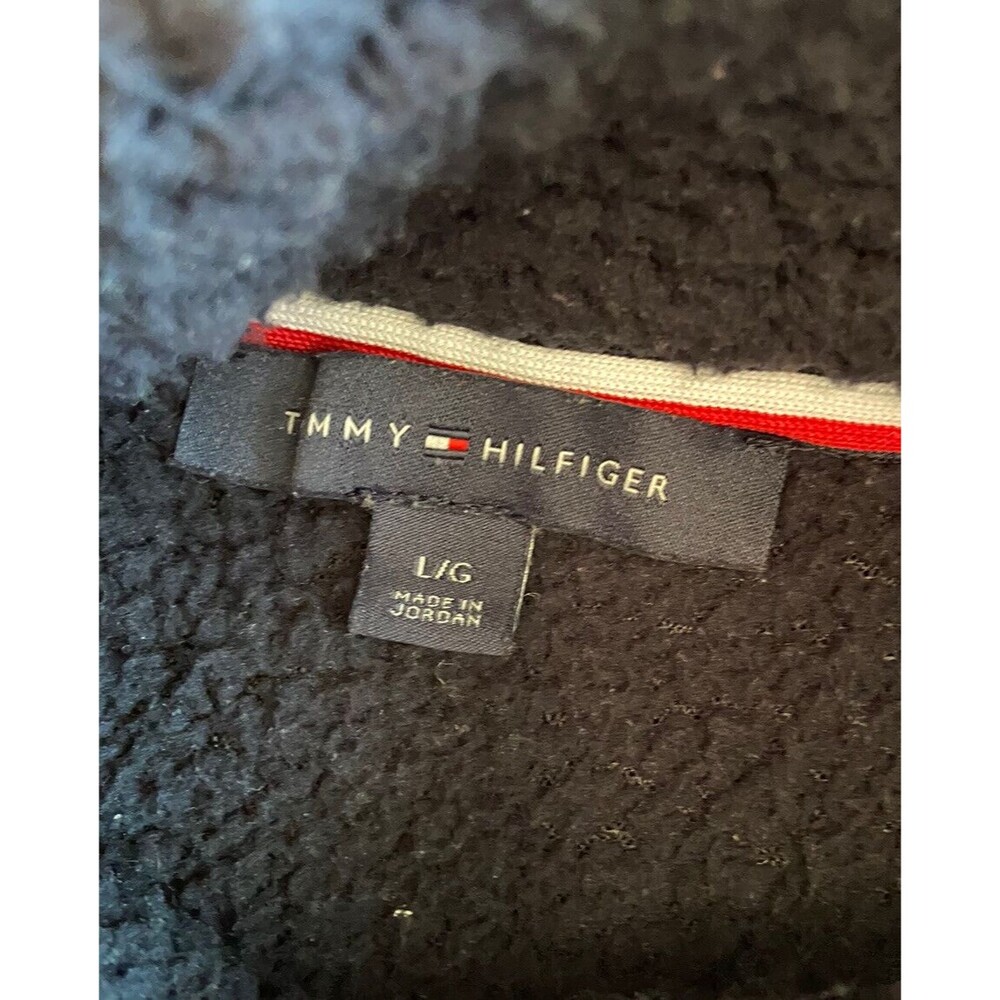 Tommy Hilfiger Women's Sherpa 1/4 Zip Jacket Size L Blue Thumb Holes Preppy - Picture 6 of 11
